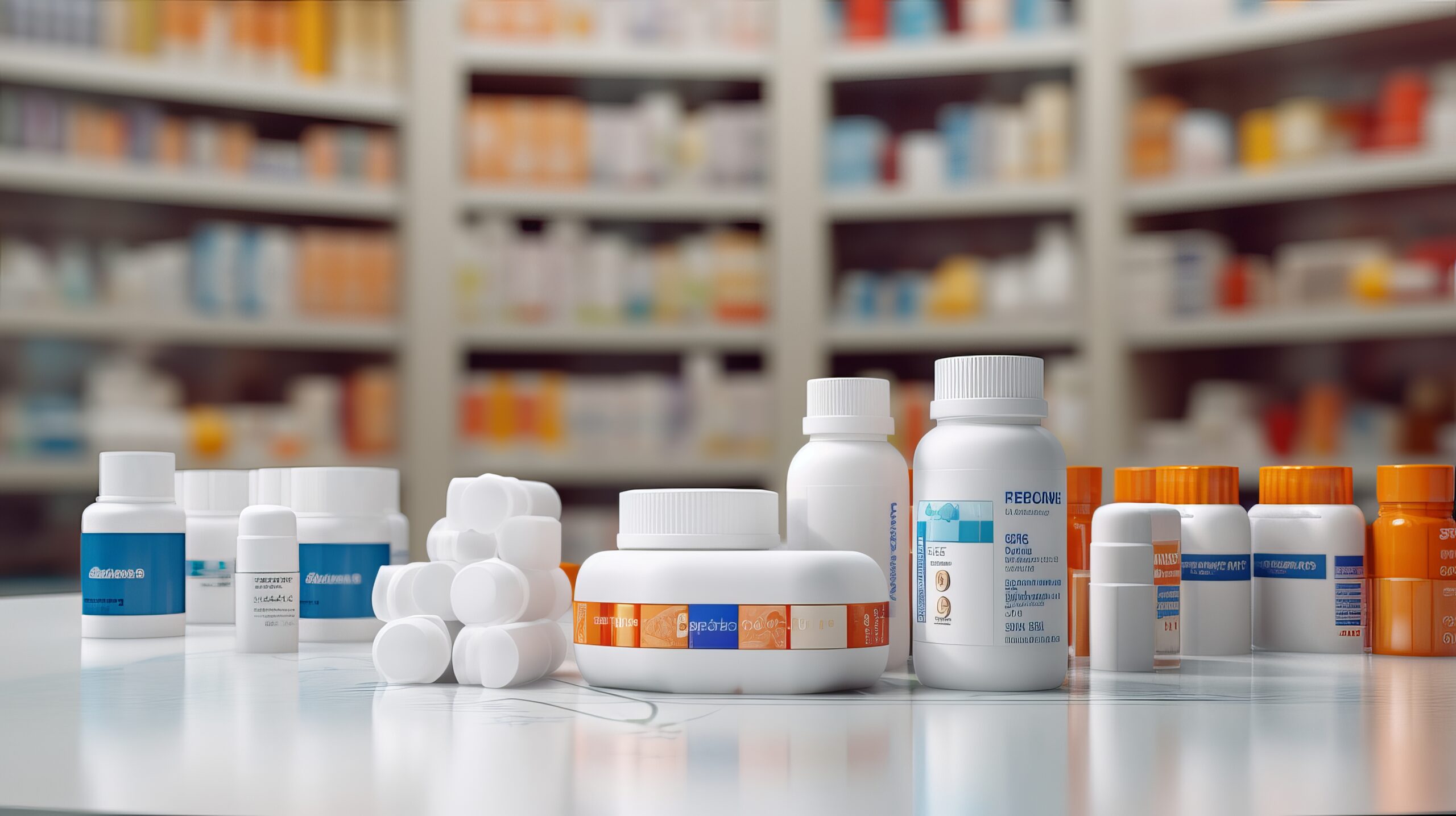 Pharmacy drugstore retail. Healthcare products, Medicine, Drugs, Vitamins, Wellness.